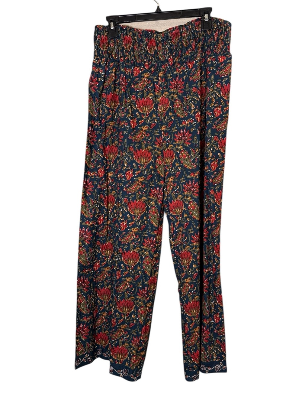 Earthbound Trading Women’s Navy Floral Boho Cottage-core Wide Leg Flowy Pants M